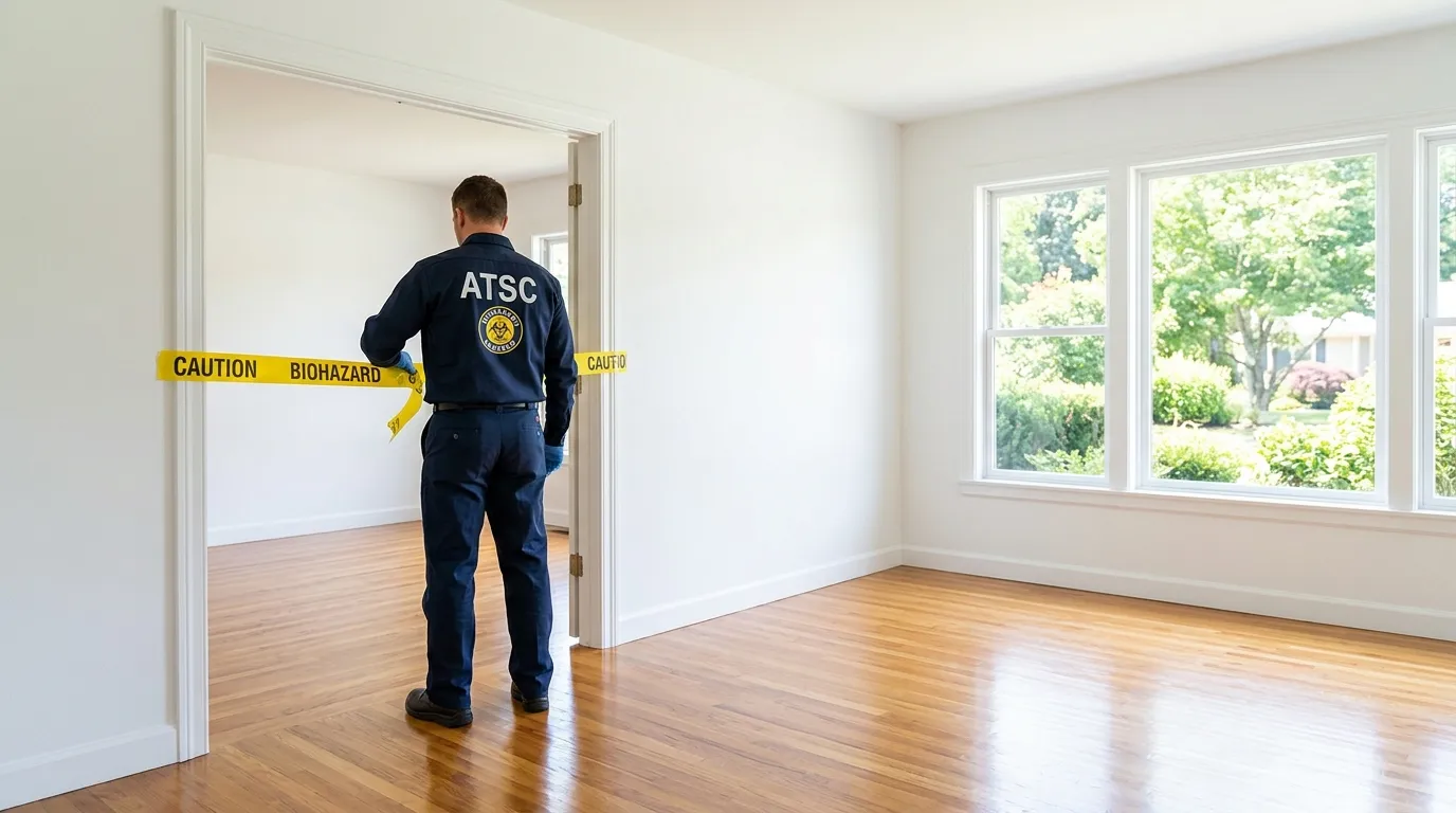 Certified biohazard cleanup crew performing Crime Scene Cleanup in Amherst